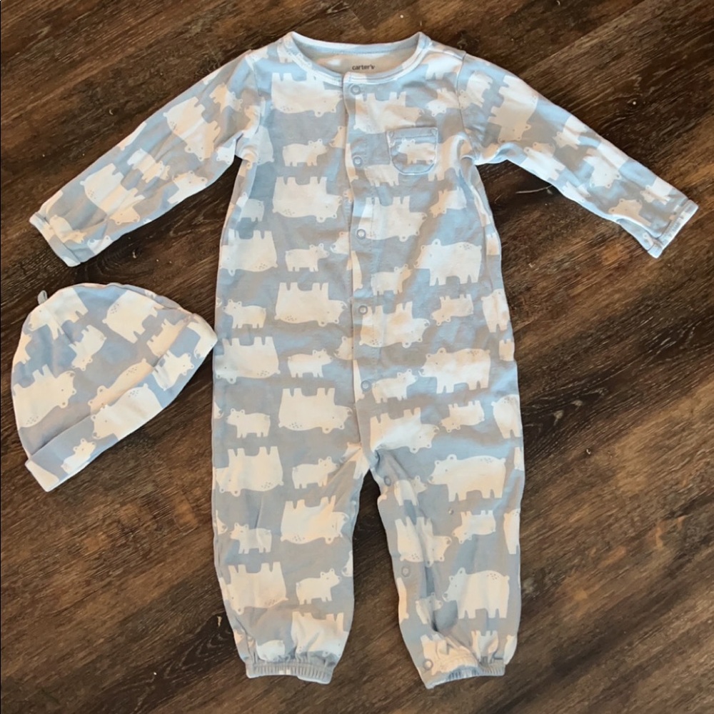 Polar Bear Toddler Onesie and Matching Hat